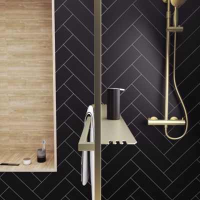 Paroi de douche à l'italienne fixe 140 x 200 cm, doré brossé, Galedo Golden Edge