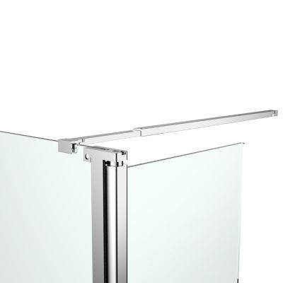 Paroi de douche à l'italienne fixe avec volet l.80+45 x H.195 cm, bandes miroir, profilés aluminium chrome, GoodHome Ledava