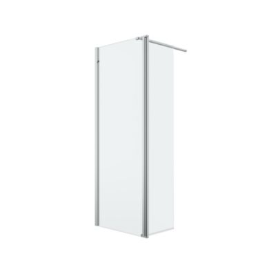 Paroi de douche à l'italienne fixe avec volet l.80+45 x H.195 cm, verre transparent, profilés aluminium chrome, GoodHome Ledava