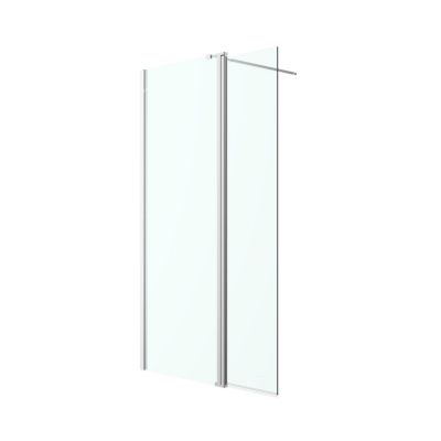 Paroi de douche à l'italienne fixe avec volet l.80+45 x H.195 cm, verre transparent, profilés aluminium chrome, GoodHome Ledava