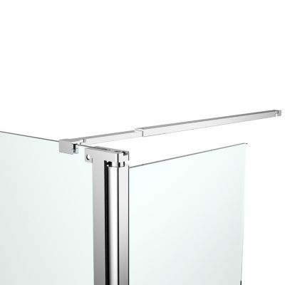 Paroi de douche à l'italienne fixe avec volet l.80+45 x H.195 cm, verre transparent, profilés aluminium chrome, GoodHome Ledava