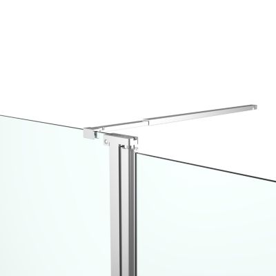 Paroi de douche à l'italienne fixe avec volet l.80+45 x H.195 cm, verre transparent, profilés aluminium chrome, GoodHome Ledava