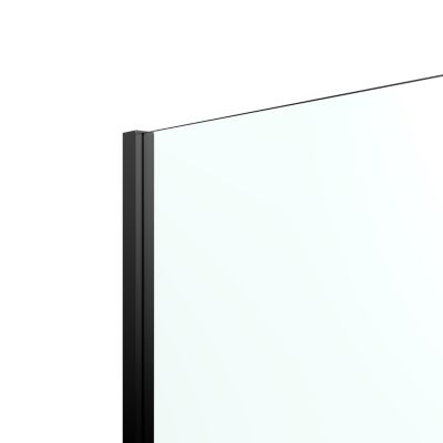 Paroi de douche à l'italienne fixe avec volet l.80+45 x H.195 cm, verre transparent, profilés aluminium noir, GoodHome Ledava