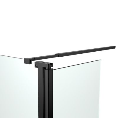 Paroi de douche à l'italienne fixe avec volet l.80+45 x H.195 cm, verre transparent, profilés aluminium noir, GoodHome Ledava
