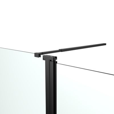 Paroi de douche à l'italienne fixe avec volet l.80+45 x H.195 cm, verre transparent, profilés aluminium noir, GoodHome Ledava