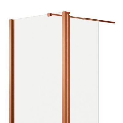 Paroi de douche à l'italienne fixe avec volet l.80+45 x H.195 cm, verre transparent, profilés bronze cuivré, GoodHome Ledava