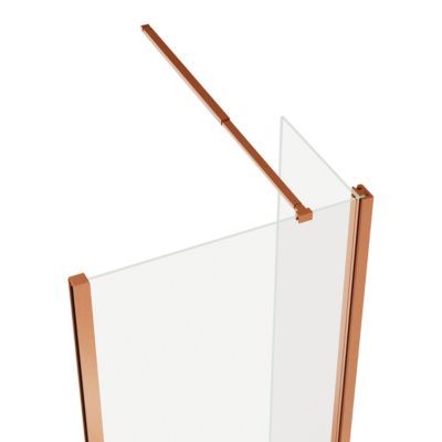 Paroi de douche à l'italienne fixe avec volet l.80+45 x H.195 cm, verre transparent, profilés bronze cuivré, GoodHome Ledava