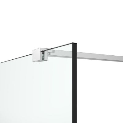 Paroi de douche à l'italienne fixe l.100 x H.195 cm, bandes miroir, profilés aluminium chrome, GoodHome Ledava