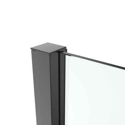 Paroi de douche à l'italienne fixe l.100 x H.195 cm, verre transparent, profilés aluminium noir, GoodHome Ledava