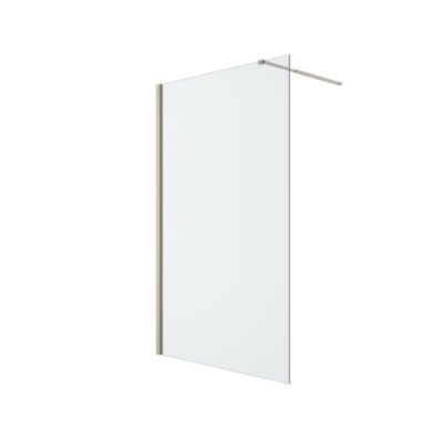 Paroi de douche à l'italienne fixe l.120 x H.195 cm, profilés aluminium finition doré brossé, GoodHome Ledava