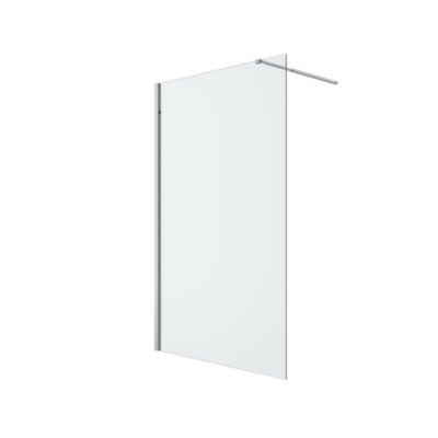 Paroi de douche à l'italienne fixe l.120 x H.195 cm, verre transparent 8mm, profilés aluminium chrome, GoodHome Ledava