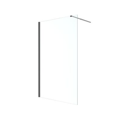 Paroi de douche à l'italienne fixe l.120 x H.195 cm, verre transparent, profilés aluminium noir, GoodHome Ledava