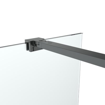 Paroi de douche à l'italienne fixe l.120 x H.195 cm, verre transparent, profilés aluminium noir, GoodHome Ledava