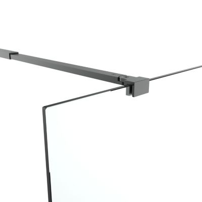 Paroi de douche à l'italienne fixe l.120 x H.195 cm, verre transparent, profilés aluminium noir, GoodHome Ledava