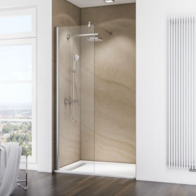 Paroi de douche à l'italienne fixe l.60 x H.200 cm, verre transparent, profilé chrome, Schulte
