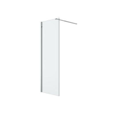 Paroi de douche à l'italienne fixe l.70 x H.195 cm, verre transparent, profilés aluminium chrome, GoodHome Ledava