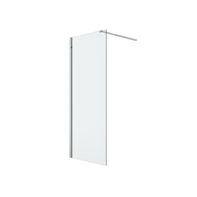 Paroi de douche à l'italienne fixe l.80 x H.195 cm, verre transparent, profilés aluminium chrome, GoodHome Ledava
