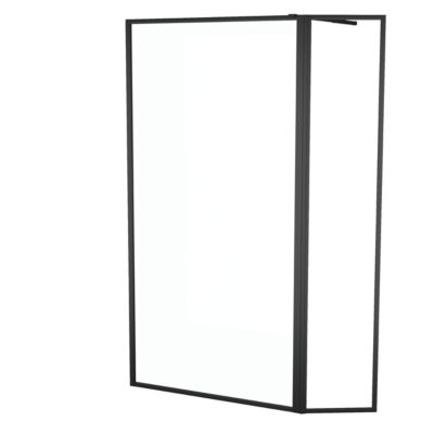 Paroi de douche à l'italienne fixe + volet pivotant 100+40 x 200 cm, noir mat, Galedo Dark Edge Shelf