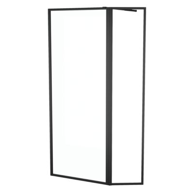Paroi de douche à l'italienne fixe + volet pivotant 80+40 x 200 cm, noir mat, Galedo Dark Edge Shelf