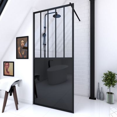 Paroi de douche à l'italienne Galedo Black Indus transparent 100cm