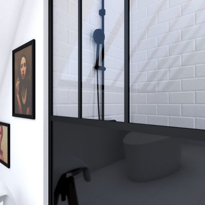 Paroi de douche à l'italienne Galedo Black Indus transparent 120cm