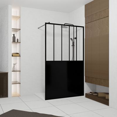 Paroi de douche à l'italienne Galedo Black Indus transparent 120cm