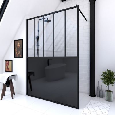 Paroi de douche à l'italienne Galedo Black Indus transparent 140cm