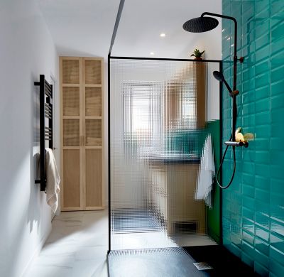 Paroi de douche à l'italienne GoodHome Ezili gaufré profilé noir 120 cm