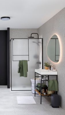 Paroi de douche à l'italienne GoodHome Ezili gaufré profilé noir 120 cm