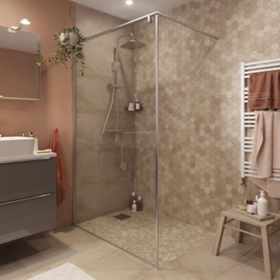 Paroi de douche à l'italienne GoodHome Ezili transparent aluminium brossé 120 cm