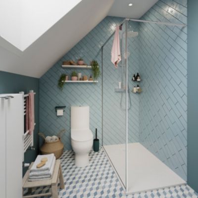 Paroi de douche à l'italienne GoodHome Ezili transparent aluminium brossé 120 cm