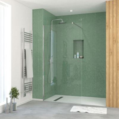 Paroi de douche à l'italienne H.195 x l.100 cm, ép. 5 mm, profilé chrome, Galedo Essentiel
