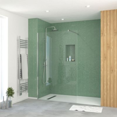 Paroi de douche à l'italienne H.195 x l.120 cm, ép. 5 mm, profilé chrome, Galedo Essentiel