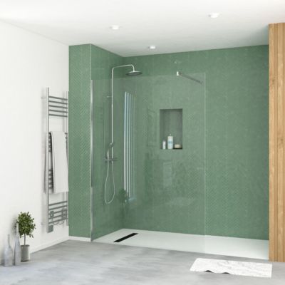 Paroi de douche à l'italienne H.195 x l.140 cm, ép. 5 mm, profilé chrome, Galedo Essentiel