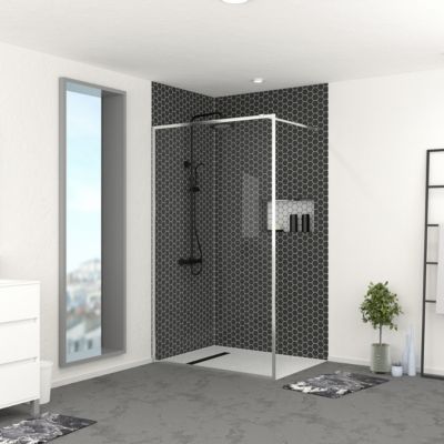 Paroi de douche à l'italienne H.200 x l.120 cm, ép. 6 mm, profilé chrome, Galedo Edge