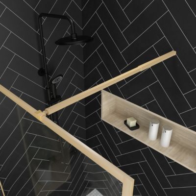 Paroi de douche à l'italienne H.200 x l.80 cm, ép. 6 mm, profilé doré, Galedo Edge