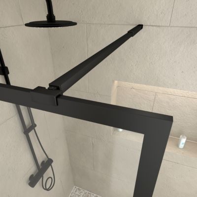Paroi de douche à l'italienne H.200 x l.80 cm, ép. 6 mm, profilé noir, Galedo Edge