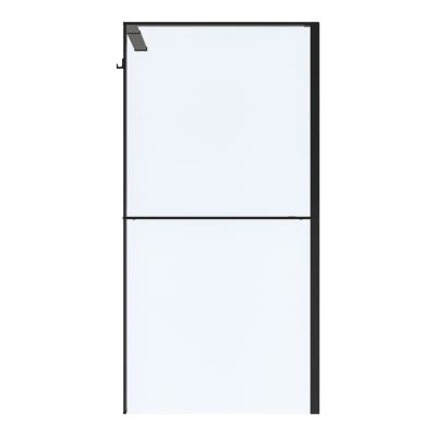 Paroi de douche à l'italienne l.100 x H.195 cm, verre transparent, profilés noir, GoodHome Evanna + barre fixe