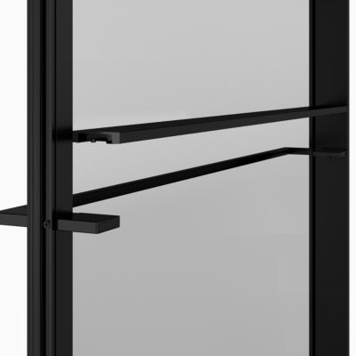 Paroi de douche à l'italienne l.100 x H.195 cm, verre transparent, profilés noir, GoodHome Evanna + barre fixe