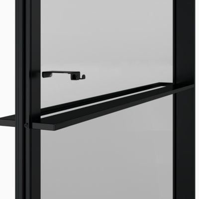 Paroi de douche à l'italienne l.100 x H.195 cm, verre transparent, profilés noir, GoodHome Evanna + barre fixe