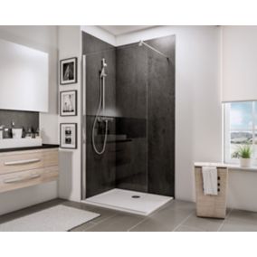 Paroi de douche à l'italienne l.100xH.190cm, Walk In, verre transparent anticalcaire 5-6mm, profilé chromé, Schulte NewStyle