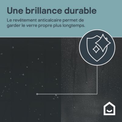 Paroi de douche à l'italienne l.120 x H.195 cm, verre fumé, profilés noir, GoodHome Evanna + barre fixe