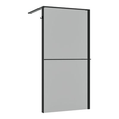 Paroi de douche à l'italienne l.120 x H.195 cm, verre fumé, profilés noir, GoodHome Evanna + barre fixe