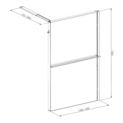 Paroi de douche à l'italienne l.120 x H.195 cm, verre fumé, profilés noir, GoodHome Evanna + barre fixe