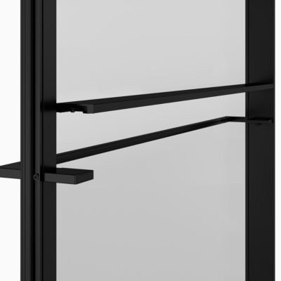 Paroi de douche à l'italienne l.120 x H.195 cm, verre fumé, profilés noir, GoodHome Evanna + barre fixe