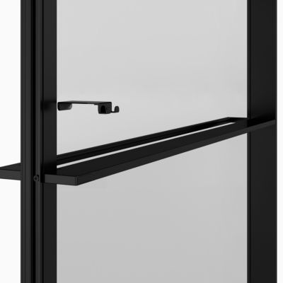 Paroi de douche à l'italienne l.120 x H.195 cm, verre fumé, profilés noir, GoodHome Evanna + barre fixe