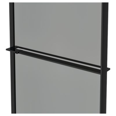 Paroi de douche à l'italienne l.120 x H.195 cm, verre fumé, profilés noir, GoodHome Evanna + barre fixe