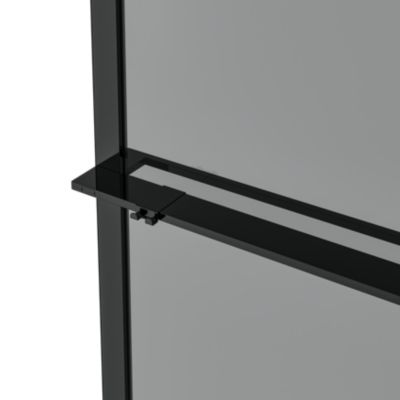 Paroi de douche à l'italienne l.120 x H.195 cm, verre fumé, profilés noir, GoodHome Evanna + barre fixe