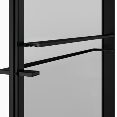 Paroi de douche à l'italienne l.120 x H.195 cm, verre transparent, profilés noir, GoodHome Evanna + barre fixe