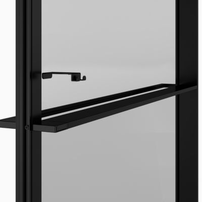 Paroi de douche à l'italienne l.120 x H.195 cm, verre transparent, profilés noir, GoodHome Evanna + barre fixe